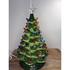 11.5” Ceramic Tabletop Christmas Tree With Star 15” Mint